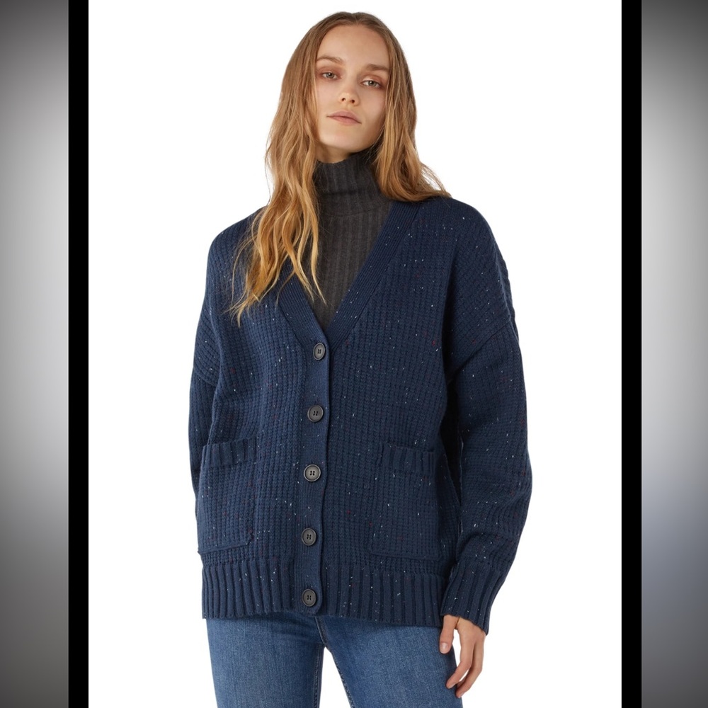 Oversized Navy Button-Front Cardigan Sweater XXL